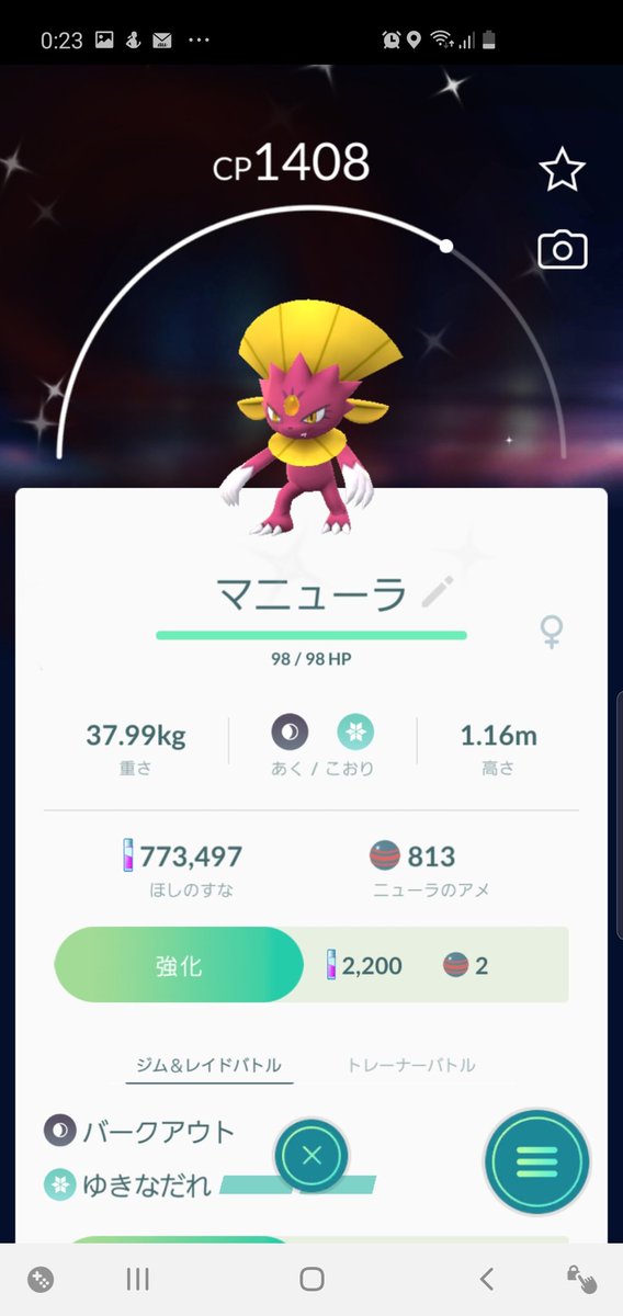 Moon 今日は出勤前と後に1匹ずつ色違いゲット ニューラ はシャドウ入れてだけど両方ともこれで色違い3匹ずつになったのでニューラは1匹はマニューラに進化 イーブイはどの子がいいかなー ポケモンgo 色違い