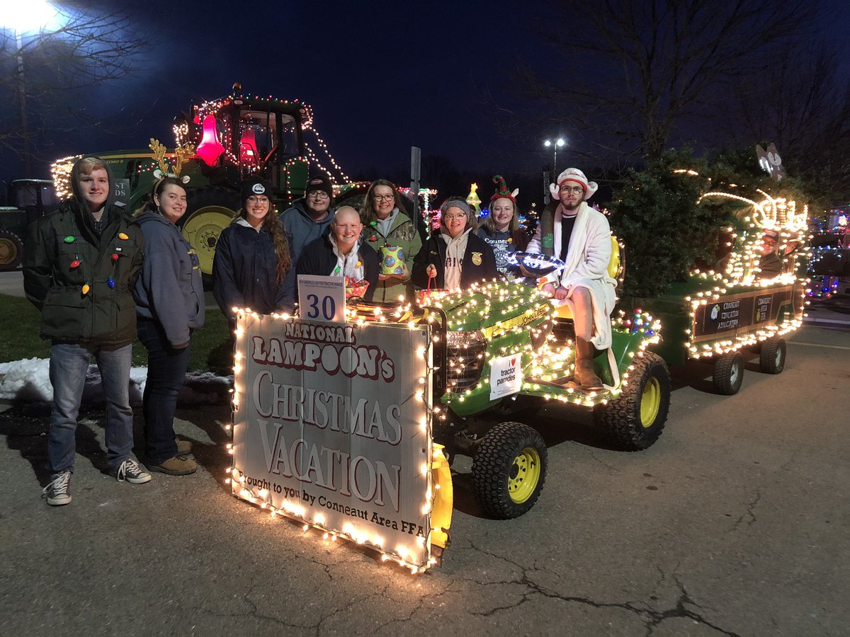 MissMetrick's tweet photo. She’s a beaut Clark!
Conneaut Area FFA members had a great time at the Linesville Lighted Tractor Parade last night with our National Lampoons themed float!
#LTP2019 #CASHFFA https://t.co/CW3Lw5Noo8