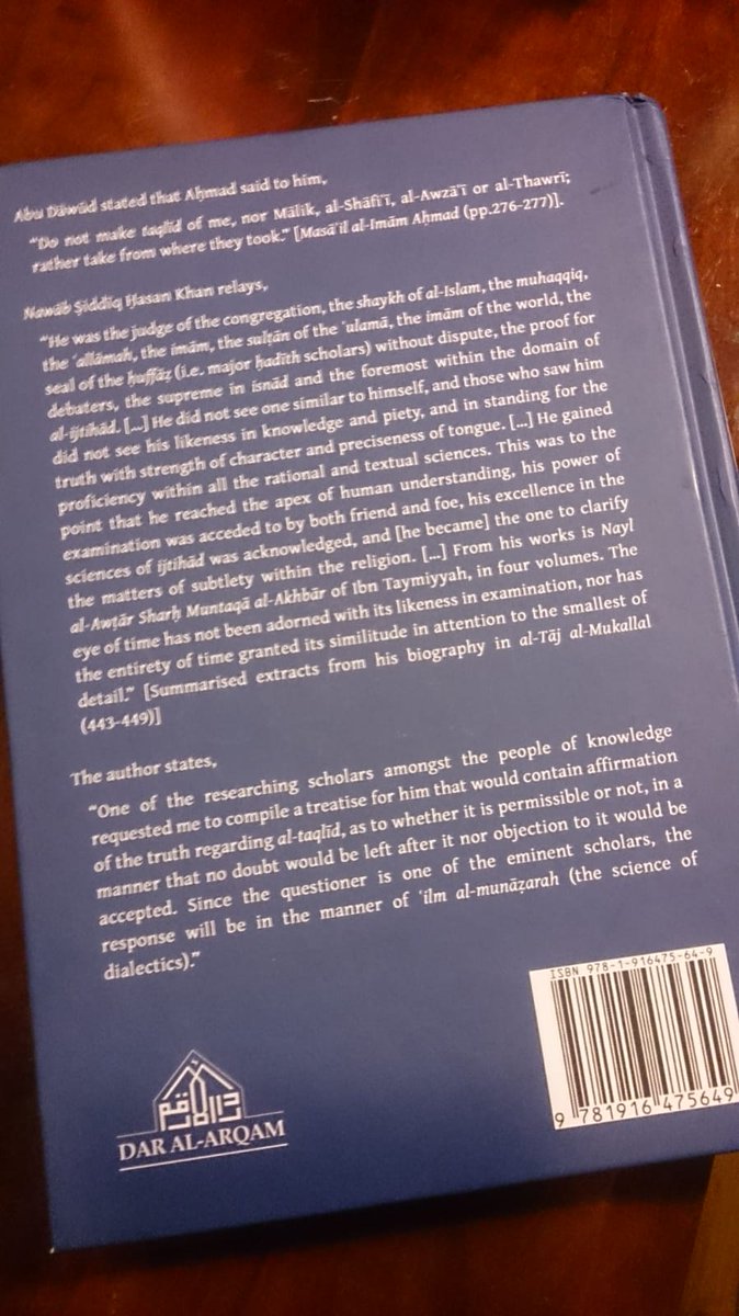 Farid_0v's tweet photo. I've just received this in the mail!!

For the first time in the English language, Al-Shawkani's "A Critique of the Ruling of al-Taqlīd"!

Published by @DaralArqamPub. <3

This book is a game-changer! https://t.co/CIJd16S8oe