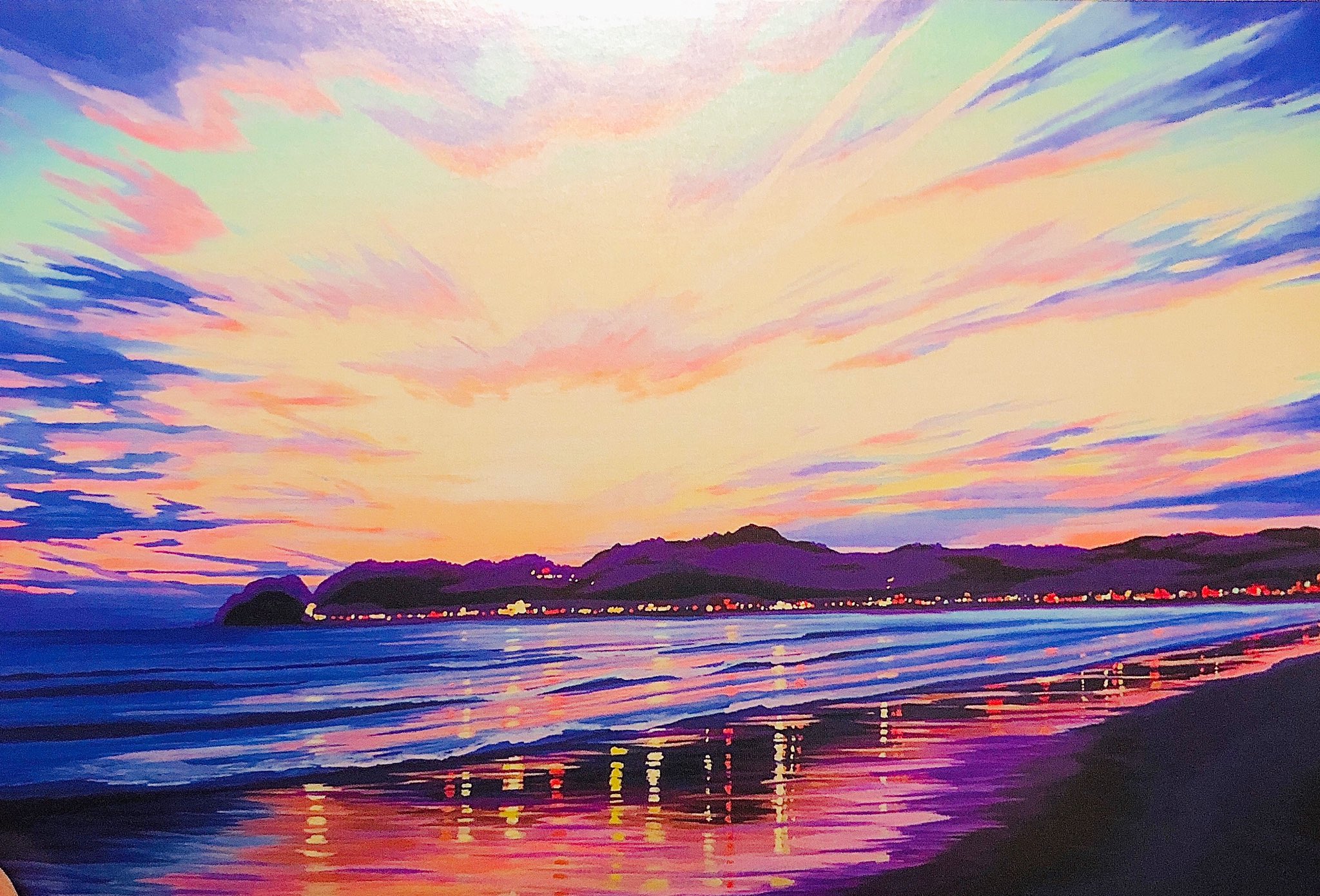 KATSUYA153絵画アート 海 夕焼け 空