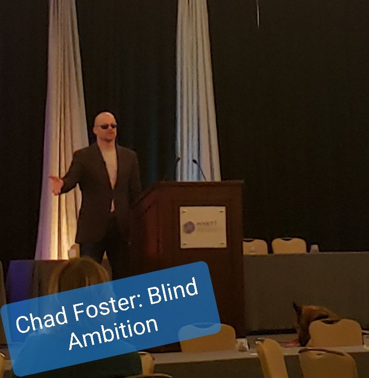 LoriCBlake's tweet photo. What an inspiration to hear @ChadEFoster & his approach to accepting his reality as a blind man. Happiness is a decision that we make every day as we wake up. https://t.co/R0UHvey9dj