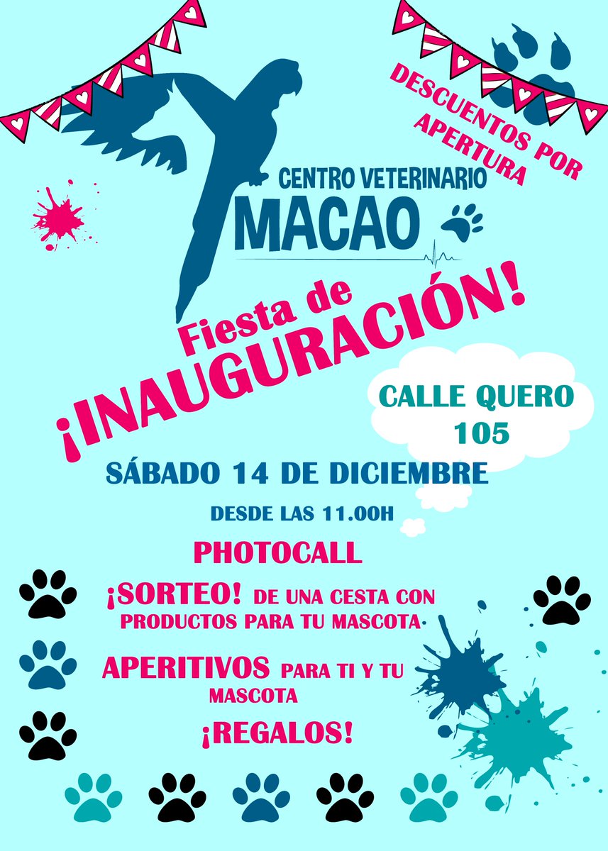 !Queremos invitaros a todos a nuestra próxima inauguración¡🐕🐈🐇🦜🐢🦎🎉🎉🎊🎁 Será el sábado 14 a partir de las 11h de la mañana
#VeterinarioAluche #AnimalesExóticos #Perros #Gatos
