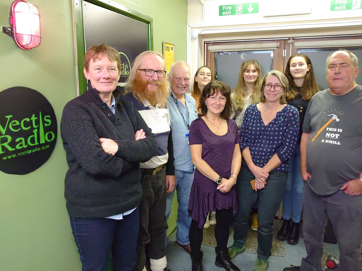 Press release photo of cast of Vectis Radio soap "Penny for your thoughts" 100th edition - scripted by Marion Hartley in centre