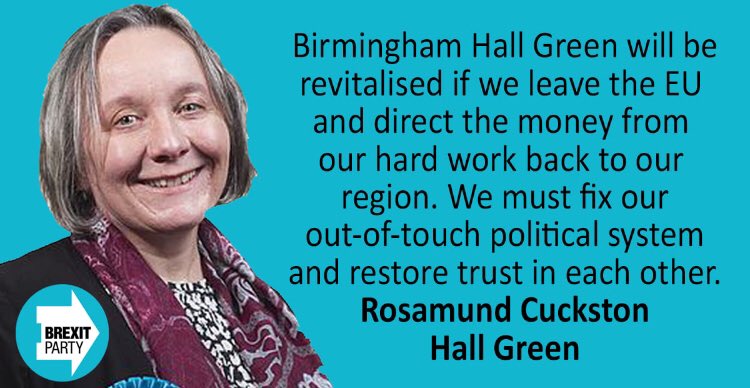 TeamBrexit's tweet photo. @CuckstonRosvita is The #BrexitParty parliamentary candidate for #HallGreen.
She has lived in Hall Green for the past three decades and believes voters should put their cross against her name because she cares for the general public and wants to revitalise the area. 
#birmingham https://t.co/ykhQ5n9zVn