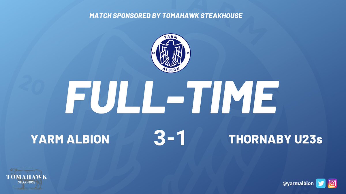 🏆| North Riding Cup

✅| Full Time Result:
<a href="/YarmAlbion/">Yarm Albion FC</a> 3-1 Thornaby Town U23s

Goals:
⚽️⚽️⚽️ Tom Atkinson

#WeAreAlbion 🦍🔵