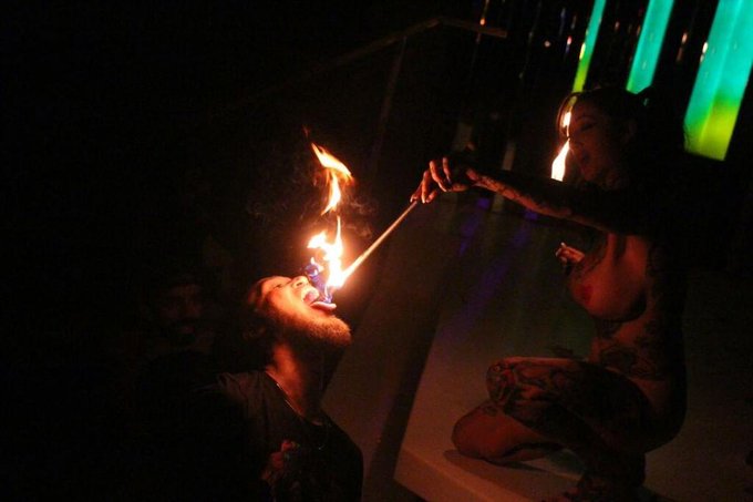 Just a little Pyro Play with my Girl Angel Beau., Miss you sookah😘🔥🐉 I'll be in Vegas to visit soon 