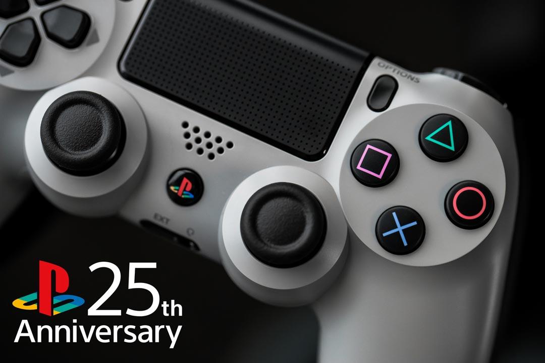 Looking back to 2014, the rare 20th Anniversary Edition PS4 paid tribute to the original PlayStation's iconic colours. #25YearsOfPlay