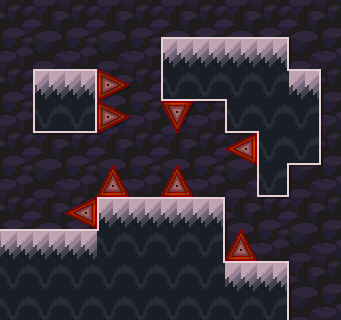 IWannaMakerGame's tweet photo. Heartlessmushroom - Mayan tiles, spike, and background

@plainf_shoubun - gray+neon tiles and spike

Riktoi - red geometric spike
Synthasmagoria - triangular minimal tiles

Wlfn - neon purple tiles, spike, and background https://t.co/qxdYq3oHHF