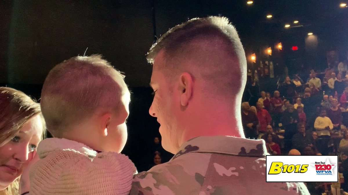 VIDEO:  Thank-you for your service. And welcome home!   Army Specialist Sean O'Malley from Fredericksburg has been away for one year. He returned home and surprised his family at the Riverside Center for the Performing Arts in Stafford.  youtu.be/w-ioEc8dO-U
