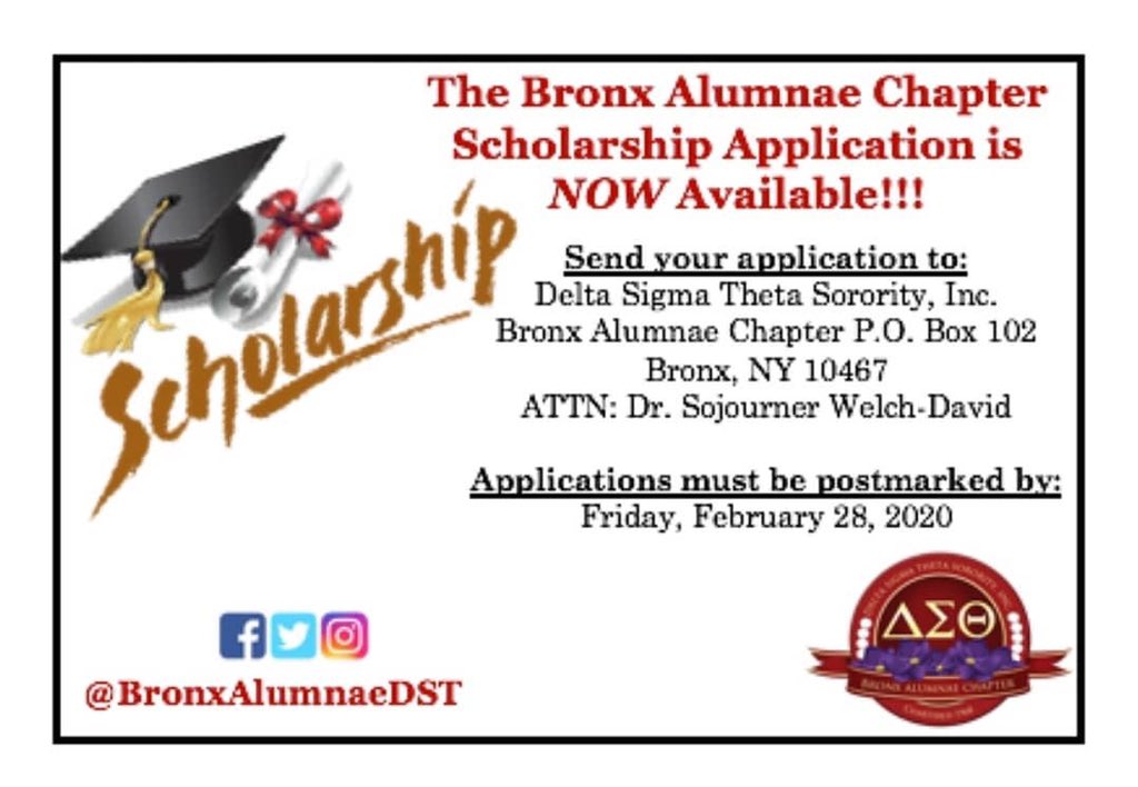 Our scholarship application is available for Bronx residents who High School Seniors! 

The due date is 2/28/2020. Click here for the application. dstbx.org/2017-scholarsh…
