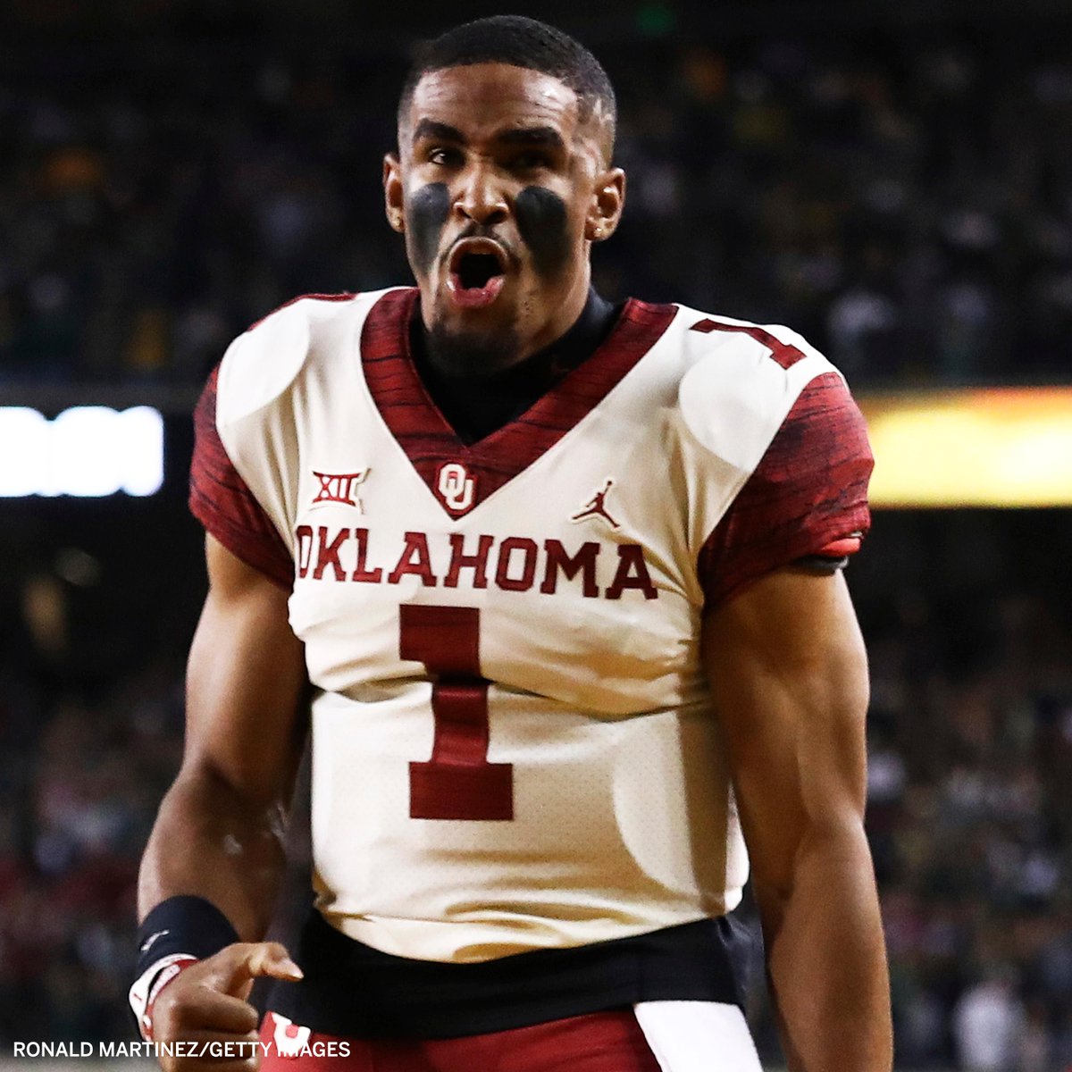 espn's tweet photo. Jalen Hurts will be the first QB to start for multiple teams in the #CFBPlayoff https://t.co/4zNO2a1so3