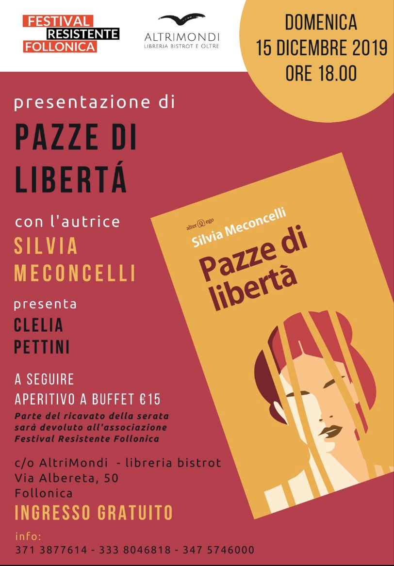 Gianluca_Qu's tweet photo. #pazzedilibertà a #follonica con il #festivalresistentefollonica #domenica #15dicembre presso #altrimondi con l’autrice #silviameconcelli https://t.co/4eWch7fm4o