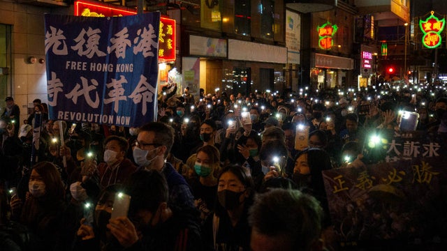 thehill's tweet photo. Thousands march in Hong Kong in first protests approved by authorities in months https://t.co/Xk7mtnuf92 https://t.co/uZEr036zOp