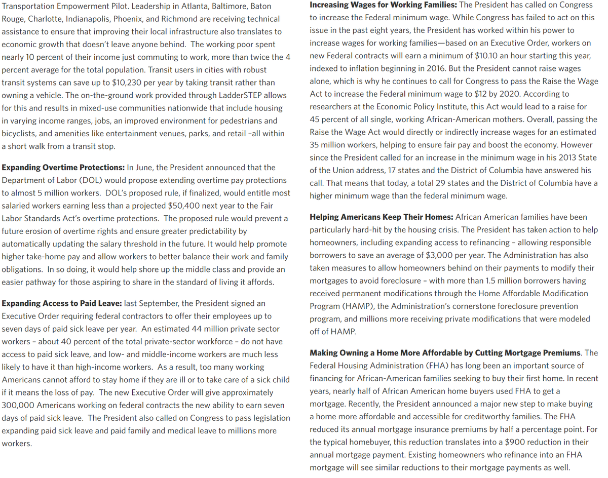 Below is the White House release titled "Creating Opportunities for All Americans: Obama Administration’s Record and the African-American Community (2/04/16)"2/n