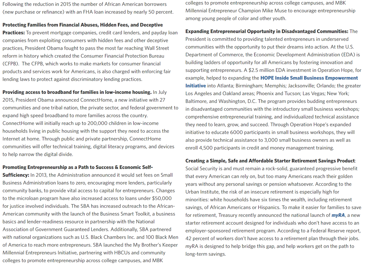 Below is the White House release titled "Creating Opportunities for All Americans: Obama Administration’s Record and the African-American Community (2/04/16)"2/n
