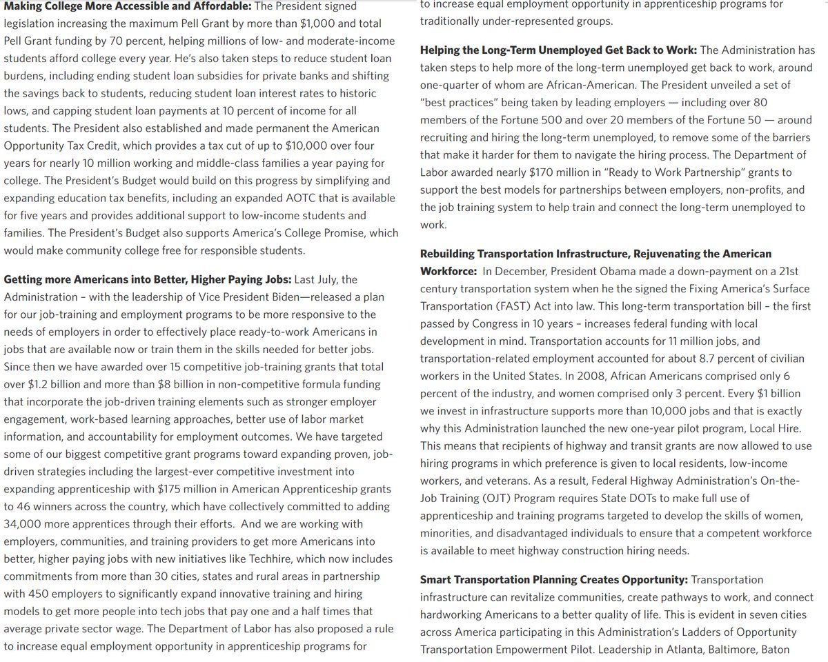 Below is the White House release titled "Creating Opportunities for All Americans: Obama Administration’s Record and the African-American Community (2/04/16)"2/n