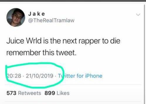 Beatric31306520's tweet photo. All this signs and we still didn't see anything. RIP to Juice Wrld. 💔😢 https://t.co/AsDAQaUgET