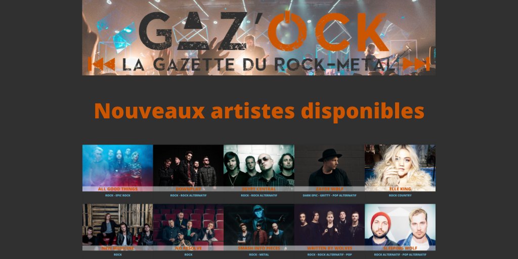 GazOckOfficial's tweet photo. Hey Gaz'Ock !
10 nouveaux artistes sont enfin disponibles : @sleepingwlf @DownplayRock @writtenbywolves @agtrockofficial @egyptcentral @smashintopieces @newmedicine @zaydewolf @noresolve @ellekingmusic !
Rendez-vous sur Gaz'Ock pour les re-découvrir !
https://t.co/u0TcpwbtSt https://t.co/uVo5kx23bH