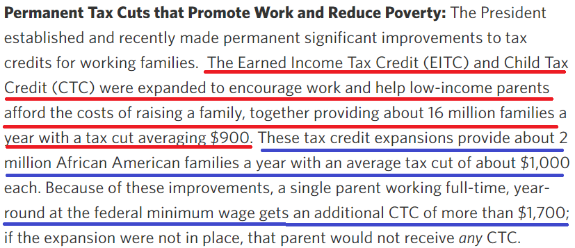 Obama did expand the Earned Income Tax Credit (EITC) & the Child Tax Credit (CTC) but he passed an $8.7B cut in food stamp benefits resulting in 850K households loosing $90/month. A quick aside: that food stamp cut was apart of a 2014 farm bill. 9/n