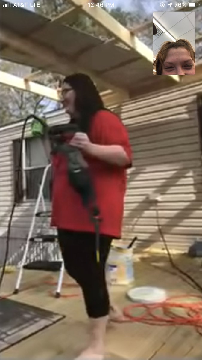 karaduh's tweet image. FaceTimed my mom and here’s olivia helping daddy build the porch😂 #beerinhand #sawinhand