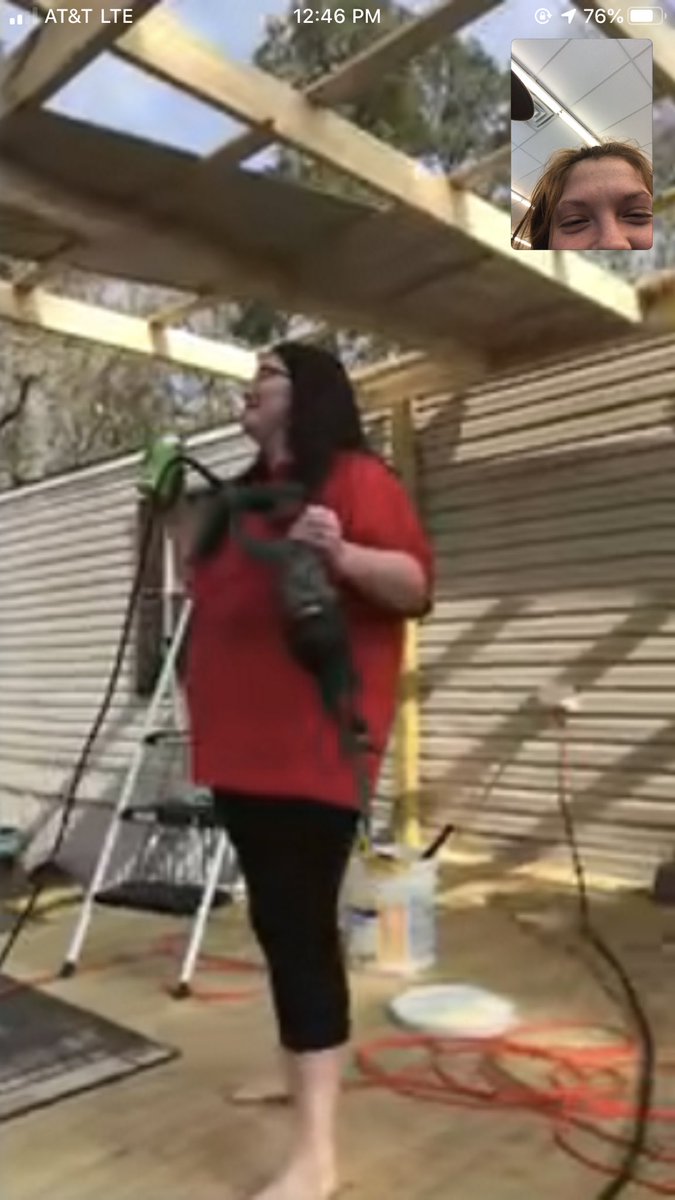 karaduh's tweet image. FaceTimed my mom and here’s olivia helping daddy build the porch😂 #beerinhand #sawinhand