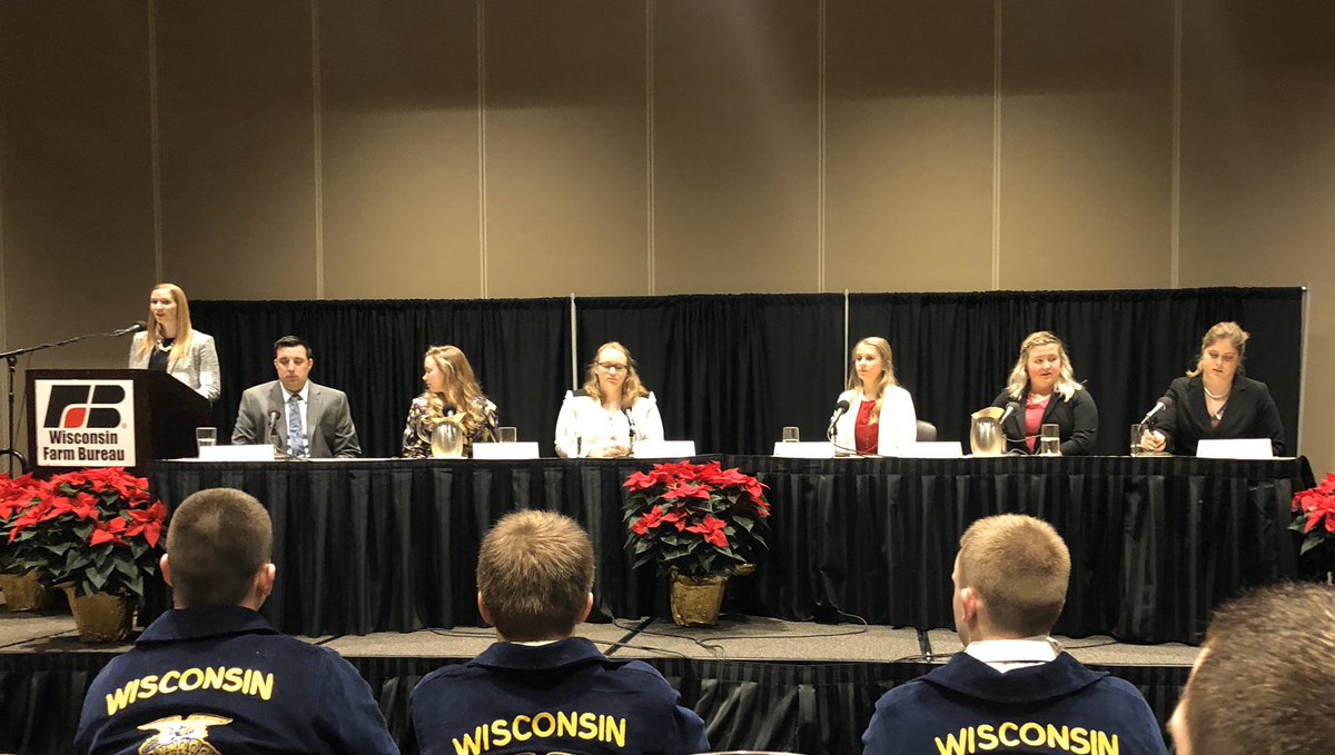 cfbuwmadison's tweet photo. Meikah and Brooke representing @UWMadison at the @WIFarmBureau Collegiate Discussion Meet Final. Excellent job ladies! #WFBF100 #FBProud https://t.co/mOXb2BNSOm