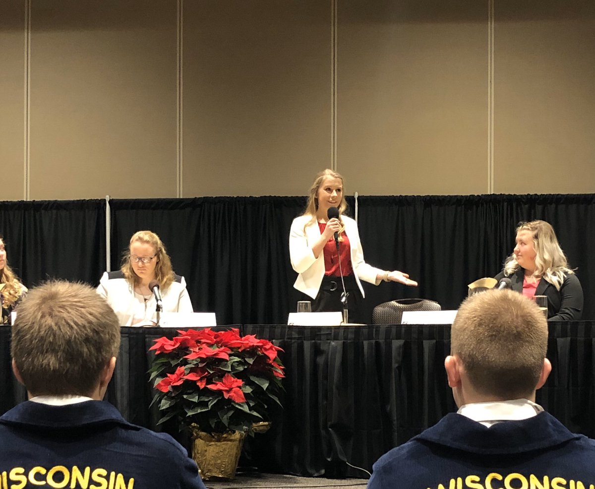cfbuwmadison's tweet photo. Meikah and Brooke representing @UWMadison at the @WIFarmBureau Collegiate Discussion Meet Final. Excellent job ladies! #WFBF100 #FBProud https://t.co/mOXb2BNSOm