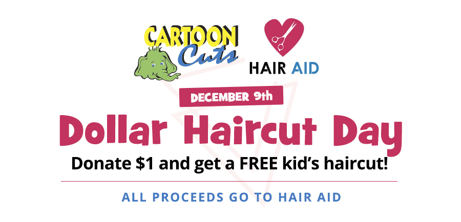 CartoonCuts's tweet photo. Thanks for inspiring us to partner with #HairAid @tabathacoffey!! Cartoon Cuts will be donating all of the proceeds from Dollar Haircut Day to this amazing cause :) https://t.co/uvYhYY9ho0 https://t.co/G4gzoliQQk
