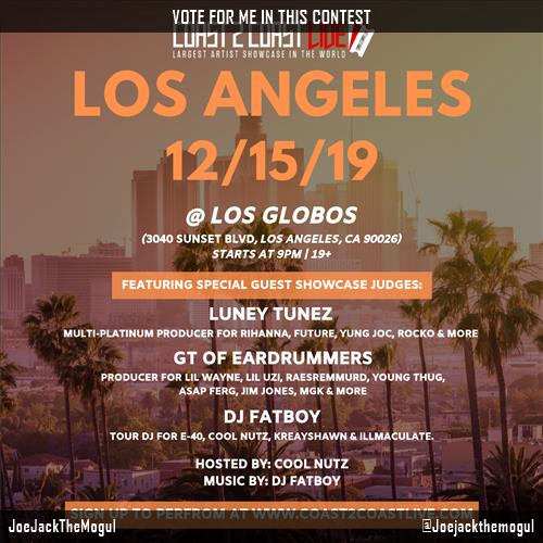 Vote for me to perform for $50K Grand Prize at #Los Angeles Edition 12/15/19! https://t.co/Tf2soTmzt2<a href="/tag/los"class="tags"><span>#los</span></a><a href="/tag/coast2coast"class="tags"><span>#coast2coast</span></a>