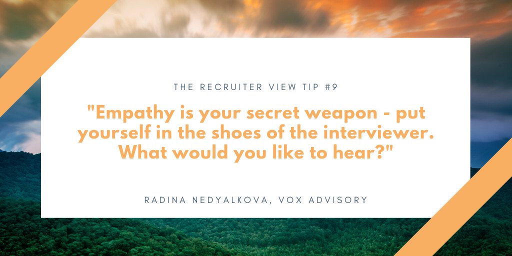The #Recruiter view #Tip 9 - reverse the roles and demonstrate empathy during the interview process. Use your secret weapon
#interview #secretsauce #success