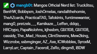 Mang0 has called me a nerd at least 5 times in person &amp; I'm blessed to STILL have not made it onto the list. mangoPog