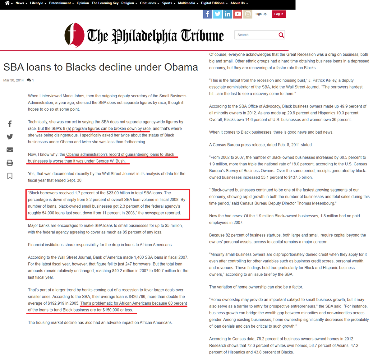 SBA loans fell from 8.2% (Bush) to 1.7% (Obama) partly because banks wanted to make larger loans and Black business typically take out loans at $150K or less whereas banks wanted to loan out at approx $500K. My brother's keeper was an unfunded charity. 19/n