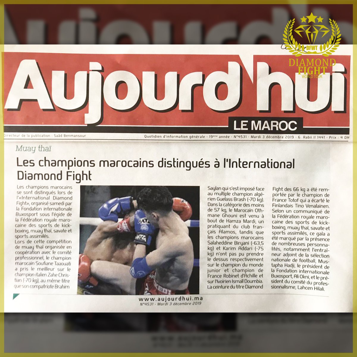 DiamondFight_WT's tweet photo. Le Diamond Fight World Tour aura été suivi de PRÈS ! 😏🗞📡

#muaythai #striking #boxepiedpoing #akhy https://t.co/i25KuonePG