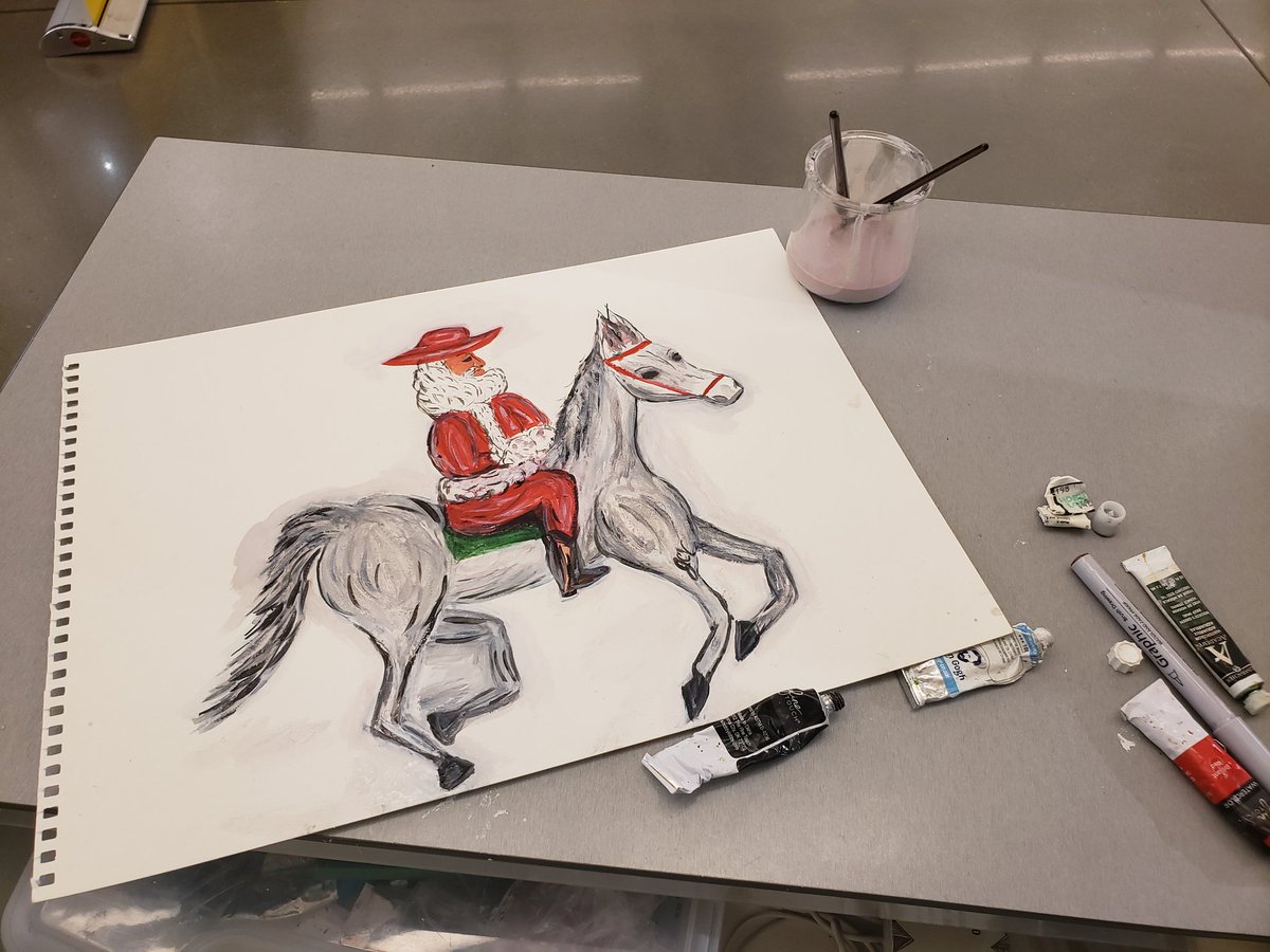 JCVCreates's tweet photo. #painting while I sell my #art
It is not finished and in need of some tweaks, but I need it to dry first. #Art is a process
#lifeofanartist #SantaOnAHorse #JcvCreates https://t.co/vaP8bngayO