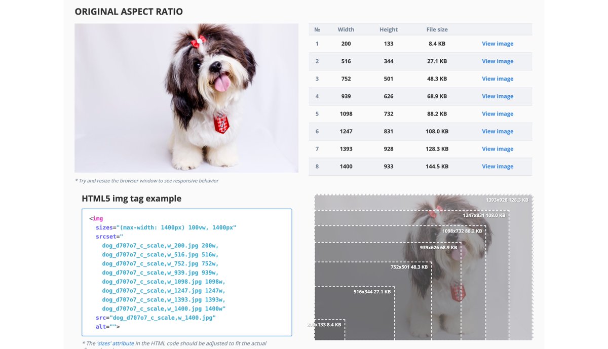 addyosmani's tweet image. Want to create responsive images fast? Try responsivebreakpoints.com
🖥️ Determines optimal image breakpoints
🖼️ Generates &lt;img srcset&gt; code
📦 Creates a .zip of responsive images!
To automate with build tools &amp; image CDNs see web.dev/fast/#optimize…