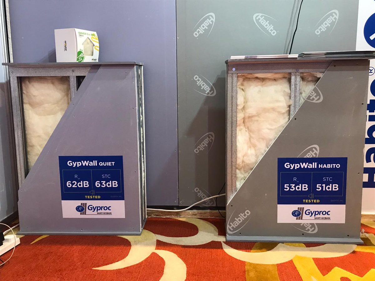 #MENAcinemaforum the #cubeoffsilence was doing it well!100dB plus of nasty noise on the inside and not a whisper on the outside of our #GypWall #AUDIO Rw 72 dB system #gyproc  a #cinemas best friend