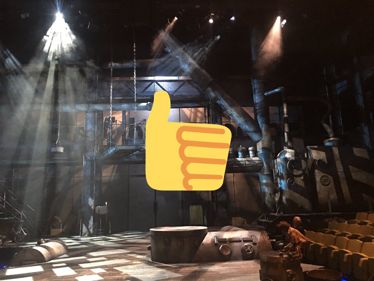 MundoEDC's tweet photo. Christmas Carol at Dallas Theaterbwith an industrial theme. It’s going to be interesting https://t.co/JV7cNU5Dk3