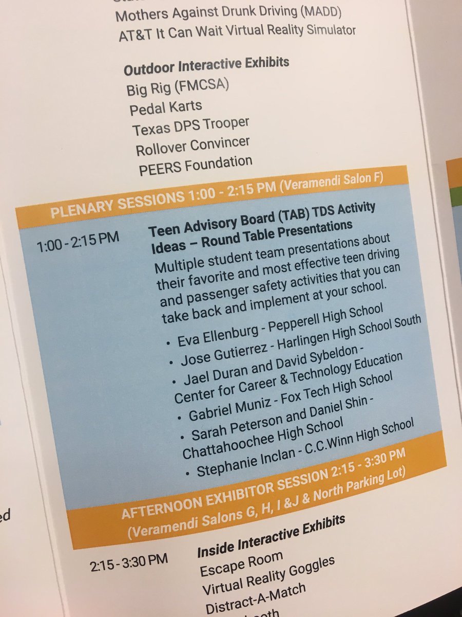 anoland314's tweet photo. So excited to see two of our SADD club leaders presenting activity 💡 ideas at the #tdssummit @Cougar_Captain @TeensDriverSeat https://t.co/NA4JuvjNIF