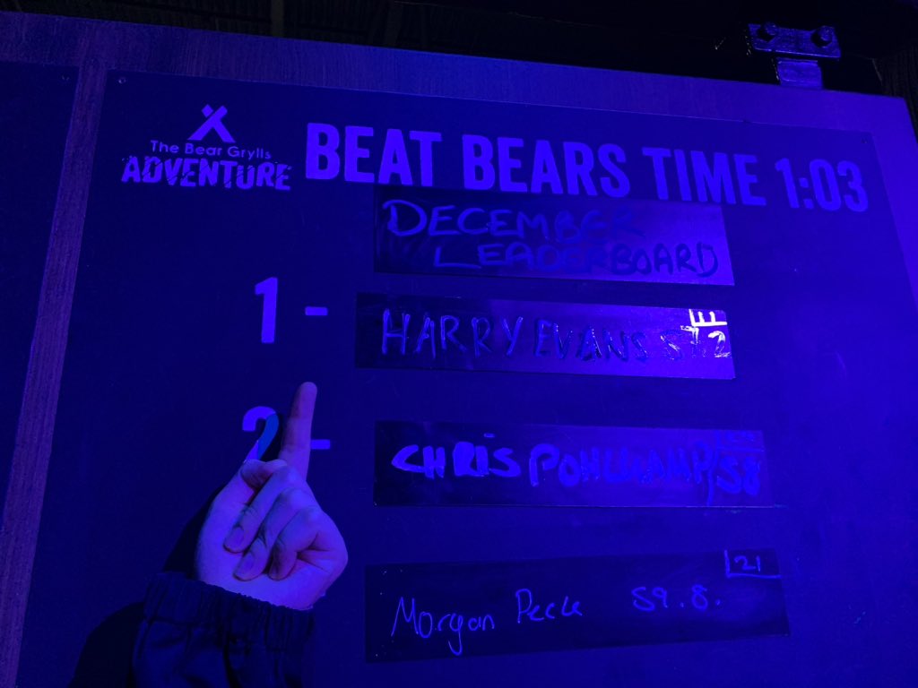 saraevans007's tweet photo. Harry #BeatBear today at bear Grylls adventure, he’s top of the board at 57 seconds in their assault course! Couldn’t wait to get his name up there! https://t.co/wQWtjUez6U