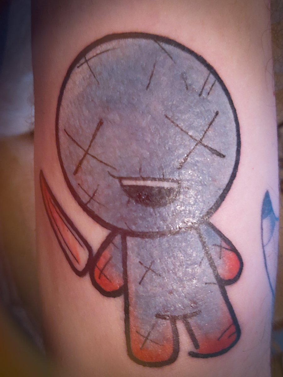 @edmundmcmillen hey, what you think of my new blue baby tattoo? 😁😁 #bindingofisaac #bluebaby #gamingtattoo #tattoo #gamer #favouritecharacter