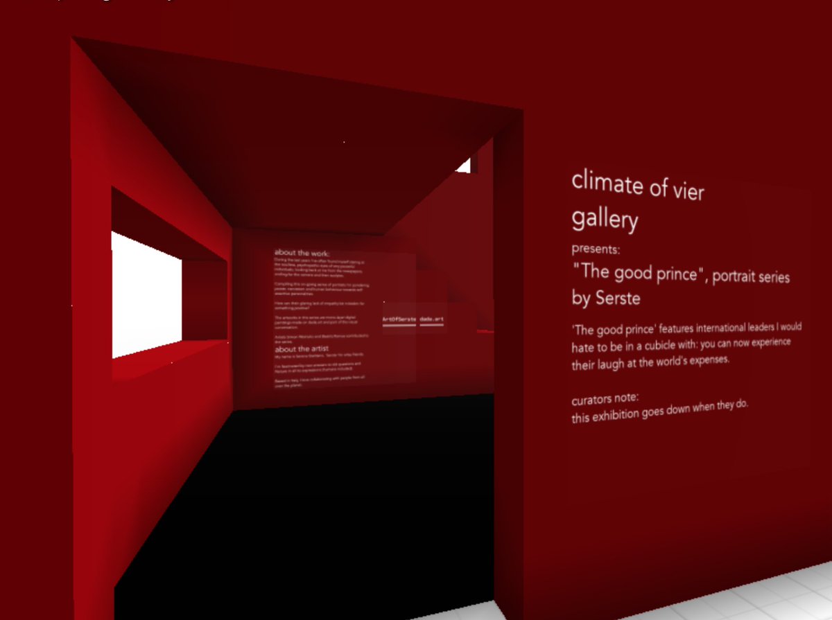 ilan_katin's tweet photo. currently on view at 'climate of vier' via @cryptovoxels .
.
. "The good prince", portrait series
. by @Serste2  .  created on @PowerDada  . with special mention @simon_wairiuko and Beatriz Ramos
.
do climb the stairs for the fine view .
.
#vrgallery
.
https://t.co/7Wu39VOZTM https://t.co/BG5KNuzSmQ