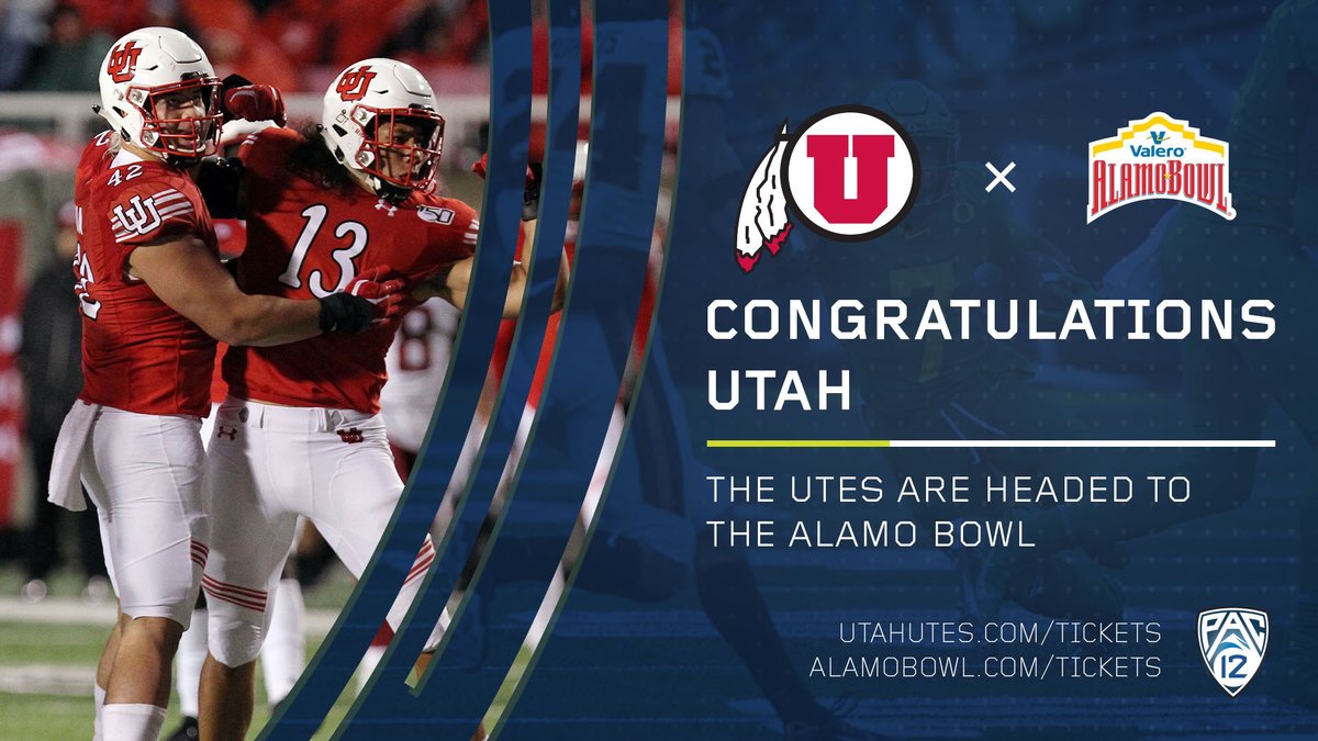 pac12's tweet photo. .@Utah_Football is heading to the @valeroalamobowl! Congratulations to the Utes!

#Pac12FB | #BackThePac https://t.co/fAw7zXOdpw