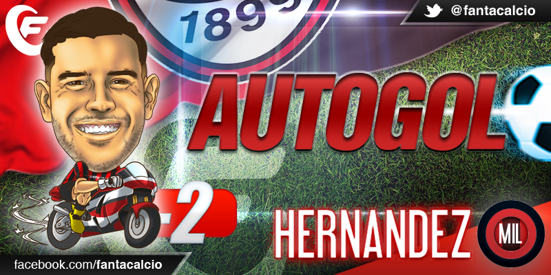 Fantacalcio's tweet photo. GOL! Autorete di Hernandez! #BolognaMilan 1-2
#votiliveFG ► https://t.co/H86FV5jBRW https://t.co/UwcZBAQyKX