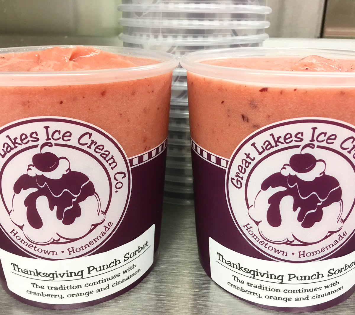 GreatLakesIC's tweet photo. Order quarts for Christmas online. Thanksgiving Punch Sorbet (now called Holiday Punch Sorbet), is now available to reserve.   Pickup will be December 22+23 in Shields and Midland. - Andrew https://t.co/8Ln6E9H3vp