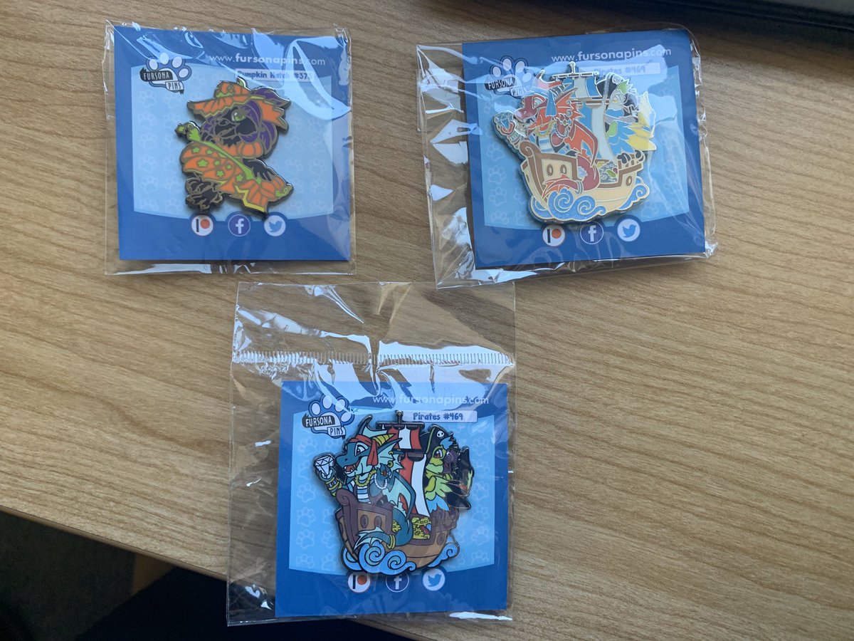 I have these three @FursonaPins for sale/trade! Please DM me for information! #Fursonapins #furrypins