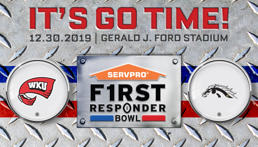 The 2019 SERVPRO First Responder is set! <a href="/WKUFootball/">WKU Football</a> will play <a href="/WMU_Football/">Western Michigan Football</a> on Dec. 30th at Gerald J. Ford Stadium. Grab your tickets and join us for kickoff at 11:30 a.m. in Dallas, TX. #SFRB

🎟️firstresponderbowl.com/ticket