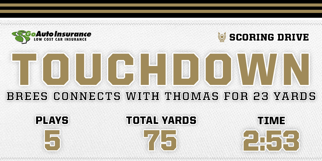 Saints's tweet photo. .@drewbrees to @Cantguardmike for six!

@GoAutoInsurance | #SFvsNO https://t.co/lfZBXLqFaY