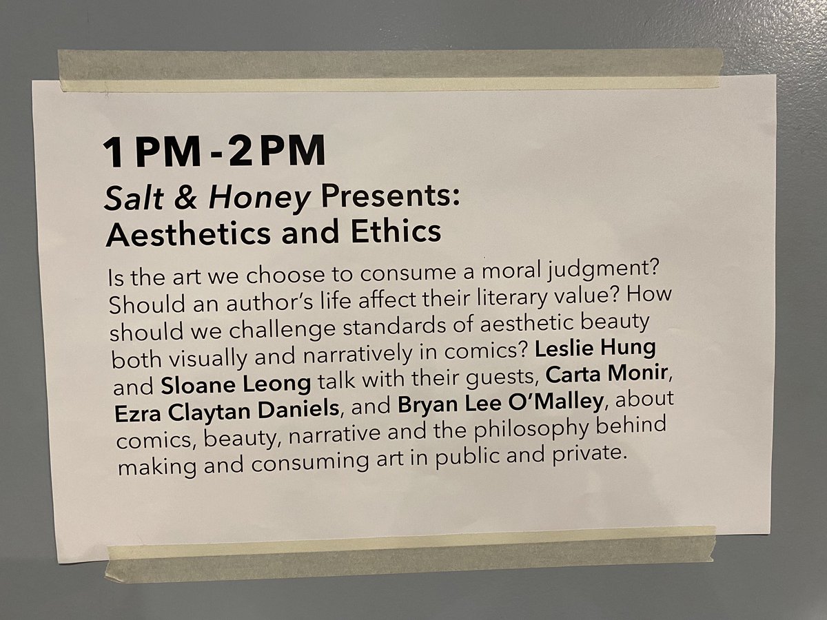 ComicArtsLA's tweet image. A conversation on Aesthetics & Ethics happening right now in the programming room!