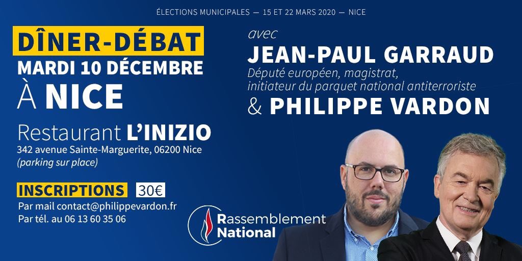 📢 FAIRE FACE À LA MENACE TERRORISTE

Je recevrai mardi 10 décembre <a href="/JPGarraud/">Jean-Paul GARRAUD</a>, député européen, magistrat, initiateur du parquet national antiterroriste pour un dîner-débat exceptionnel. 

Inscrivez-vous vite :
👉contact@philippevardon.fr / 06.13.60.35.06