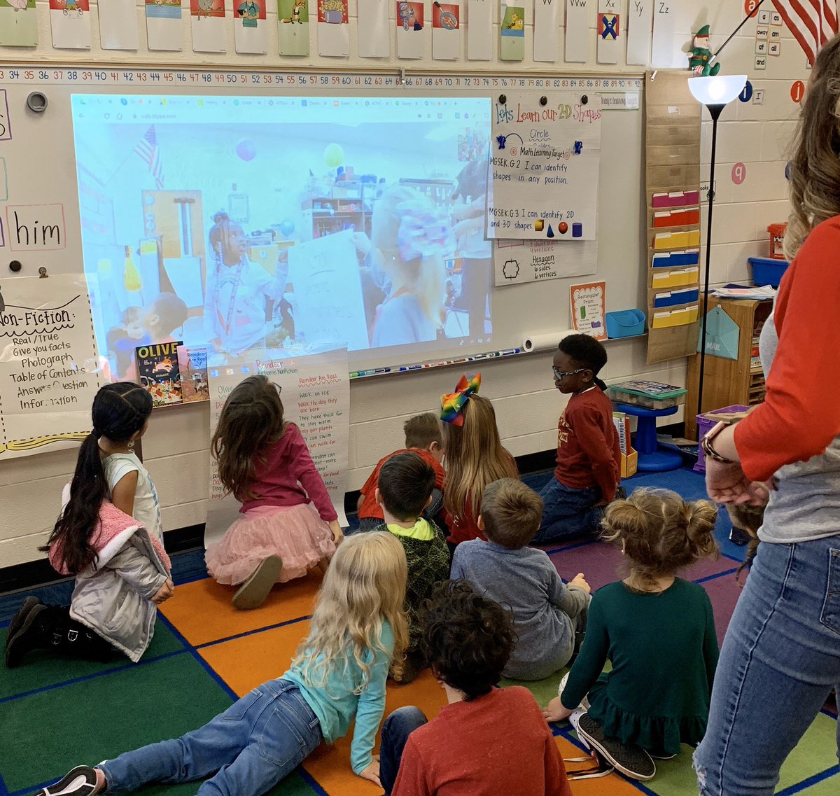 UGE_HCS's tweet photo. On Friday Ms Castleberry’s class Skyped with another kindergarten class @HES_HCS to discuss fiction/nonfiction reindeer books. What a great way to share outside our classrooms! #ExpectExceptionalHCS @ElaHcs @KinderLivin https://t.co/MjlfYTcspG